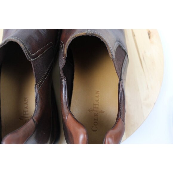 Cole Haan Slip On Shoe Men Size 11.5 Leather Brown Loafer Zeno Split Toe Comfort - Picture 11 of 13